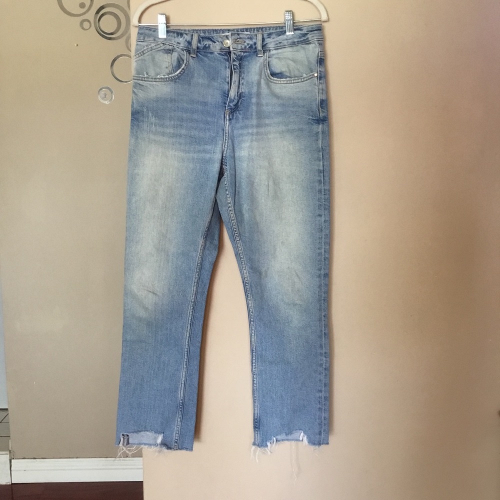 Zara crop step hem jeans
